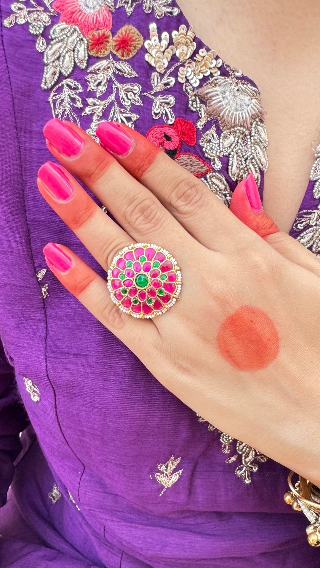 Gulabo Pachi Kundan Ring